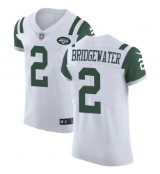 Nike Jets #2 Teddy Bridgewater White Mens Stitched NFL Vapor Untouchable Elite Jersey