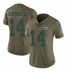 Womens Nike New York Jets 14 Sam Darnold Limited Olive 2017 Salute to Service NFL Jersey