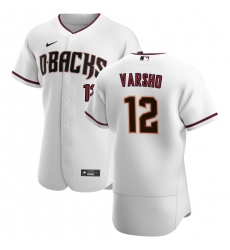 Men Arizona Diamondbacks 12 Daulton Varsho Men Nike White Crimson Flex Base Home Team MLB Jersey