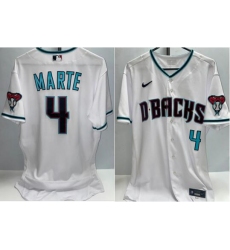 Men Arizona Diamondbacks 4 Ketel Marte White Collection Flex Base Baseball Stitched Jersey II