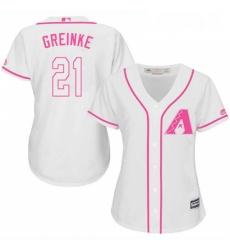 Womens Majestic Arizona Diamondbacks 21 Zack Greinke Authentic White Fashion MLB Jersey