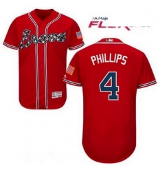 Men Atlanta Braves 4 Brandon Phillips Red Road Flex Base Jersey