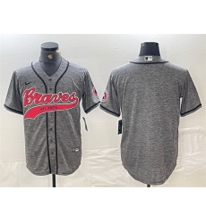 Men Atlanta Braves Blank Gray Cool Base With Patch Stitched Baseball Jersey