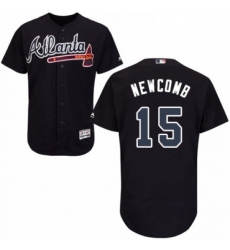 Mens Majestic Atlanta Braves 15 Sean Newcomb Navy Blue Alternate Flex Base Authentic Collection MLB  Jersey