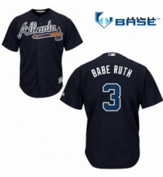 Mens Majestic Atlanta Braves 3 Babe Ruth Replica Blue Alternate Road Cool Base MLB Jersey