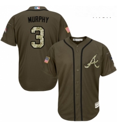 Mens Majestic Atlanta Braves 3 Dale Murphy Replica Green Salute to Service MLB Jersey