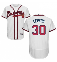 Mens Majestic Atlanta Braves 30 Orlando Cepeda White Home Flex Base Authentic Collection MLB Jersey