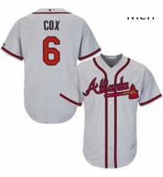 Mens Majestic Atlanta Braves 6 Bobby Cox Replica Grey Road Cool Base MLB Jersey