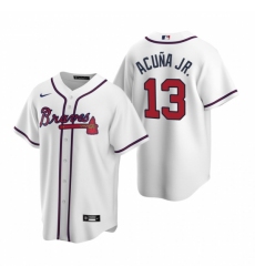 Mens Nike Atlanta Braves 13 Ronald Acuna Jr White Home Stitched Baseball Jersey