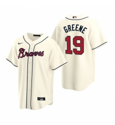 Mens Nike Atlanta Braves 19 Shane Greene Cream Alternate Stitched Baseball Jersey