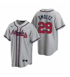 Mens Nike Atlanta Braves 29 John Smoltz Gray Road Stitched Baseball Jerse