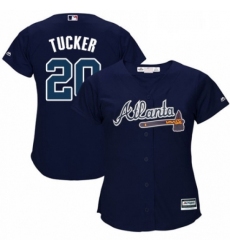 Womens Majestic Atlanta Braves 20 Preston Tucker Replica Blue Alternate Road Cool Base MLB Jersey 