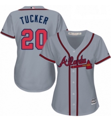 Womens Majestic Atlanta Braves 20 Preston Tucker Replica Grey Road Cool Base MLB Jersey 