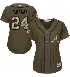 Womens Majestic Atlanta Braves 24 Kurt Suzuki Replica Green Salute to Service MLB Jersey