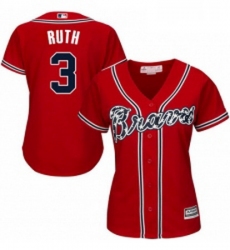 Womens Majestic Atlanta Braves 3 Babe Ruth Authentic Red Alternate Cool Base MLB Jersey