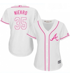 Womens Majestic Atlanta Braves 35 Phil Niekro Authentic White Fashion Cool Base MLB Jersey