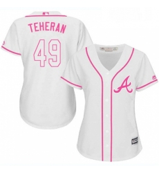 Womens Majestic Atlanta Braves 49 Julio Teheran Replica White Fashion Cool Base MLB Jersey