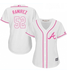 Womens Majestic Atlanta Braves 52 Jose Ramirez Replica White Fashion Cool Base MLB Jersey 