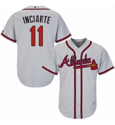 Youth Majestic Atlanta Braves 11 Ender Inciarte Replica Grey Road Cool Base MLB Jersey 