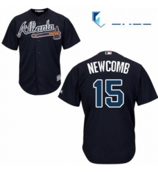 Youth Majestic Atlanta Braves 15 Sean Newcomb Replica Blue Alternate Road Cool Base MLB Jersey 