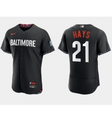 Men Baltimore Orioles 21 Austin Hays Black 2023 City Connect Flex Base Stitched Baseball Jersey