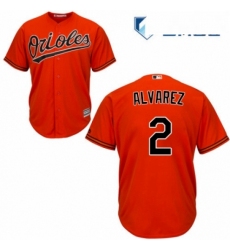 Mens Majestic Baltimore Orioles 2 Pedro Alvarez Replica Orange Alternate Cool Base MLB Jersey 