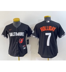 Women  Baltimore Orioles 7 Jackson Holliday Black 2023 City Connect Cool base jerseys