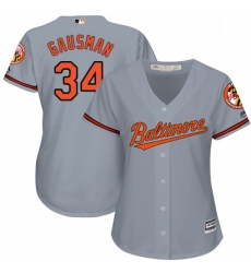 Womens Majestic Baltimore Orioles 34 Kevin Gausman Authentic Grey Road Cool Base MLB Jersey