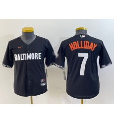 Youth Baltimore Orioles 7 Jackson Holliday Black 2023 City Connect Cool base jerseys