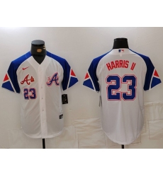 MLB Braves 23 Harris II White City Connect Cool Base Men Jersey 1