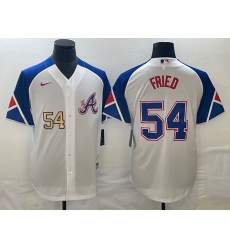 MLB Braves 54 Max Fried White City Connect Nike Cool Base Men Jersey