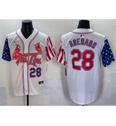 Men St Louis Cardinals 28 Nolan Arenado White Independence Day Vapor Premier Limited Stitched Baseball Jersey