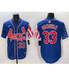 Men St Louis Cardinals 33 Brendan Donovan Royal Independence Day Vapor Premier Limited Stitched Baseball Jersey