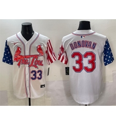 Men St Louis Cardinals 33 Brendan Donovan White Independence Day Vapor Premier Limited Stitched Baseball Jersey