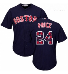 Mens Majestic Boston Red Sox 24 David Price Authentic Navy Blue Team Logo Fashion Cool Base MLB Jersey