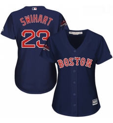 Womens Majestic Boston Red Sox 23 Blake Swihart Authentic Navy Blue Alternate Road 2018 World Series Champions MLB Jersey