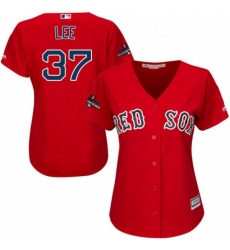 Womens Majestic Boston Red Sox 37 Bill Lee Authentic Red Alternate Home 2018 World Series Champions MLB Jersey