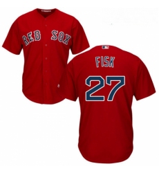 Youth Majestic Boston Red Sox 27 Carlton Fisk Authentic Red Alternate Home Cool Base MLB Jersey