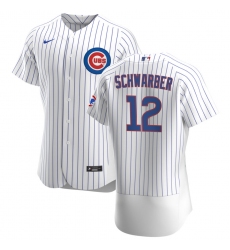 Men Chicago Cubs 12 Kyle Schwarber Men Nike White Home 2020 Flex Base Player Jersey