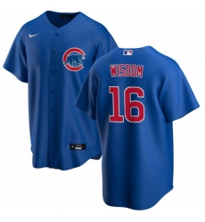 Men Chicago Cubs 16 Patrick Wisdom Blue Cool Base Stitched Baseball Jerse