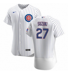 Men Chicago Cubs 27 Seiya Suzuki White Flex Base Stitched jersey