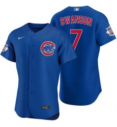 Men Chicago Cubs 7 Dansby Swanson Royal Flex Base Stitched Baseball Jersey