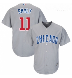 Mens Majestic Chicago Cubs 11 Drew Smyly Replica Grey Road Cool Base MLB Jersey 