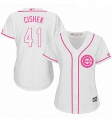 Womens Majestic Chicago Cubs 41 Steve Cishek Authentic White Fashion MLB Jersey 