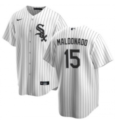 Men Chicago White Sox 15 Mart EDn Maldonado White Cool Base Stitched Jersey