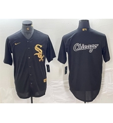 Men Chicago White Sox Black Team Big Logo Cool Base Stitched Jersey