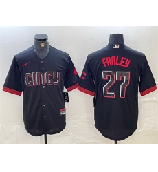 Men Cincinnati Reds 27 Jake Fraley Black 2023 City Connect Cool Base Stitched Baseball Jersey