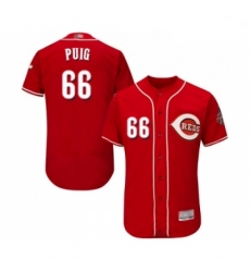 Mens Cincinnati Reds 66 Yasiel Puig Red Alternate Flex Base Authentic Collection Baseball Jersey