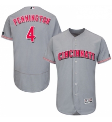 Mens Majestic Cincinnati Reds 4 Cliff Pennington Grey Road Flex Base Authentic Collection MLB Jersey