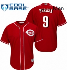 Mens Majestic Cincinnati Reds 9 Jose Peraza Replica Red Alternate Cool Base MLB Jersey 